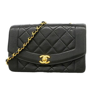 Chanel Diana Chain Shoulder Bag, Lambskin, Black, Women's